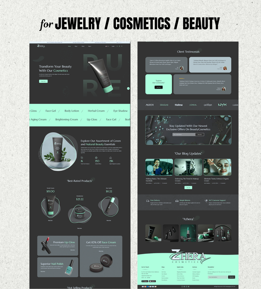 Zhera Shopify Theme – Elegant Beauty & Jewelry Storefront for High-End Brands - Dark Tone Shopify Theme for Cosmetics, Jewellery, and Beauty Stores