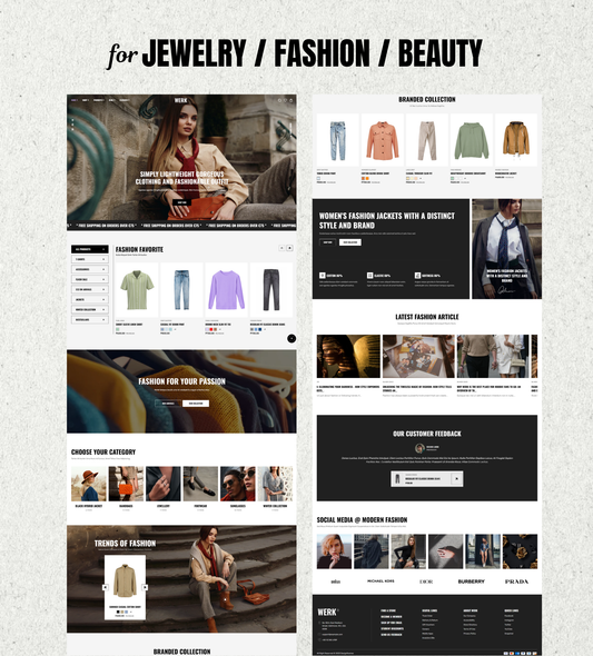 Werk – Modern Shopify Theme for Jewelry Stores - Dark Toned Beauty, Fashion, Jewelry Design for Shopify Themes