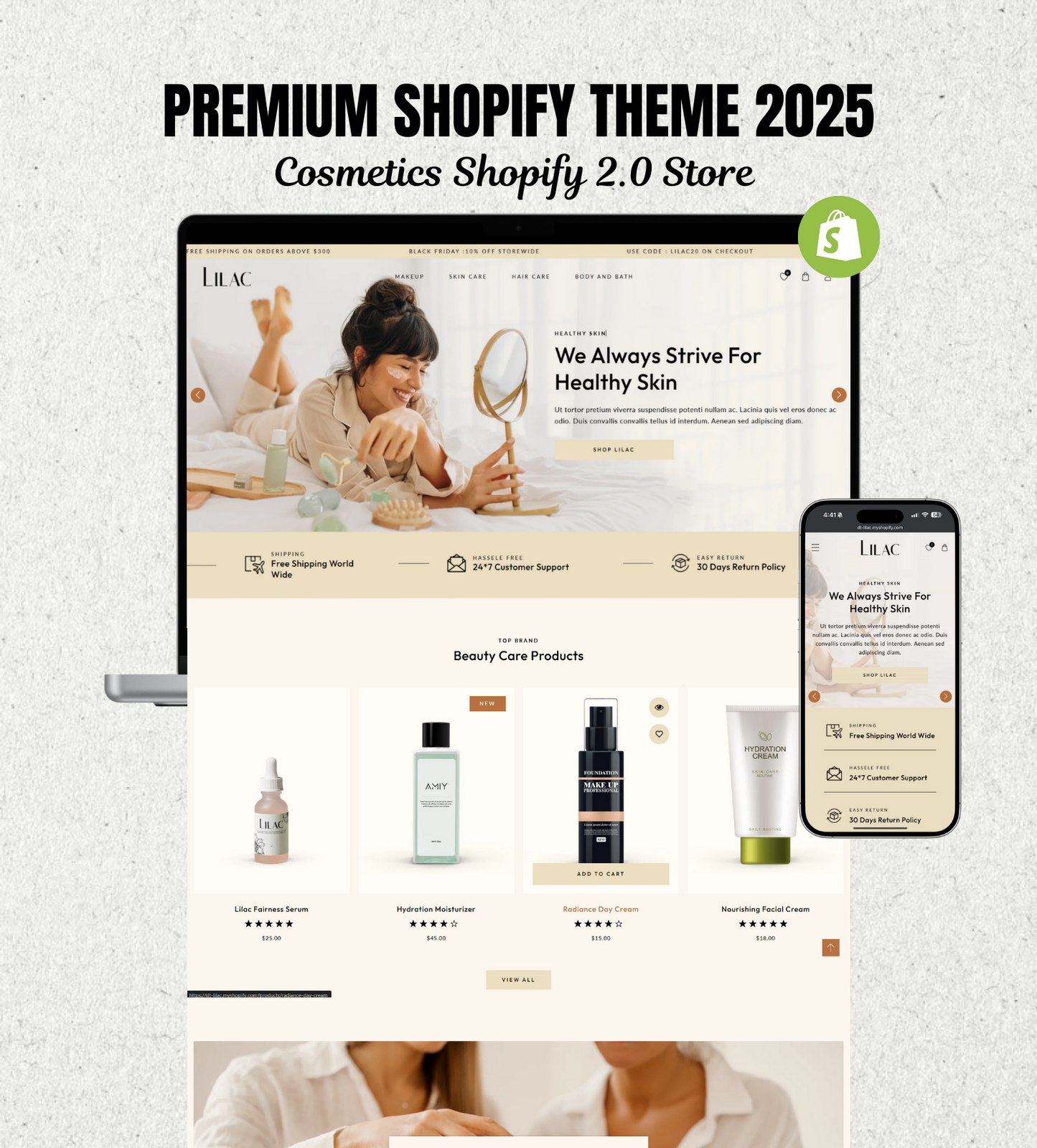 Lilac Shopify Theme – Clean, Warm & Conversion-Focused Design for Beauty, Cosmetics & Wellness Brands