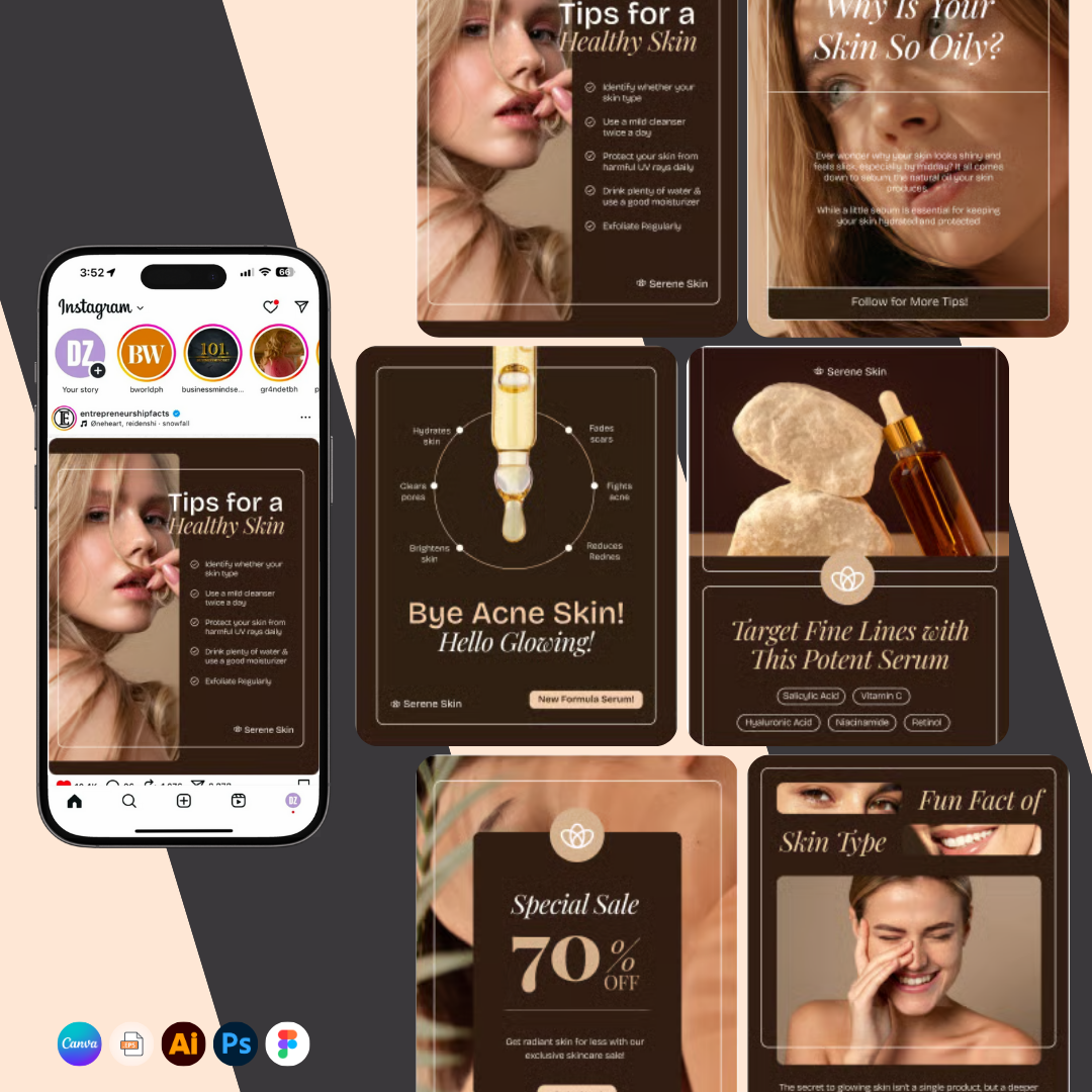 Beauty Cosmetics Promo Instagram Post / Carousel – Niche specific for Growth & Sales, Instagram Templates, Instagram Post, Facebook Post, Facebook Templates