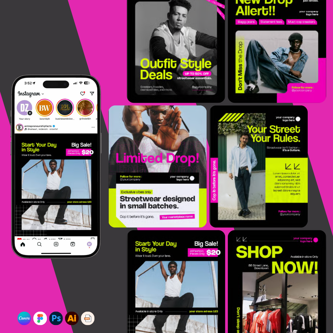 Premium Fashion Promo Instagram Post + Story Templates – Niche specific for Growth & Sales, Instagram Templates, Instagram Post, Facebook Post, Facebook Templates