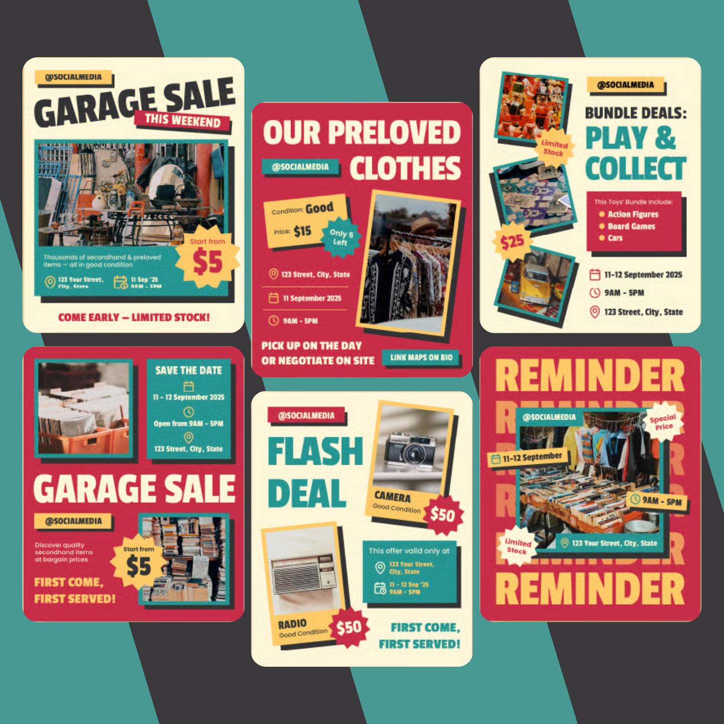 Garage Sale Fashion Promo Instagram Post + Story Templates – Niche specific for Growth & Sales, Instagram Templates, Instagram Post, Facebook Post, Facebook Templates