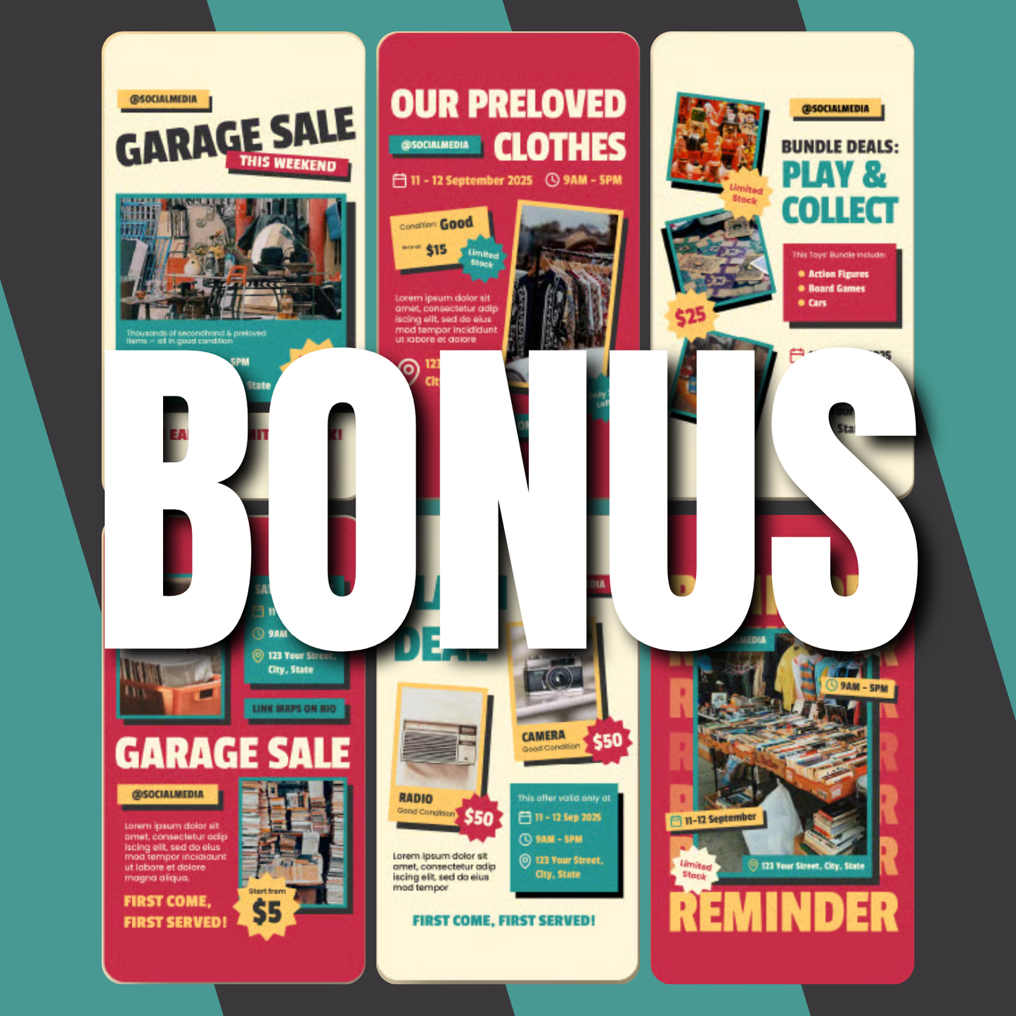 Garage Sale Fashion Promo Instagram Post + Story Templates – Niche specific for Growth & Sales, Instagram Templates, Instagram Post, Facebook Post, Facebook Templates