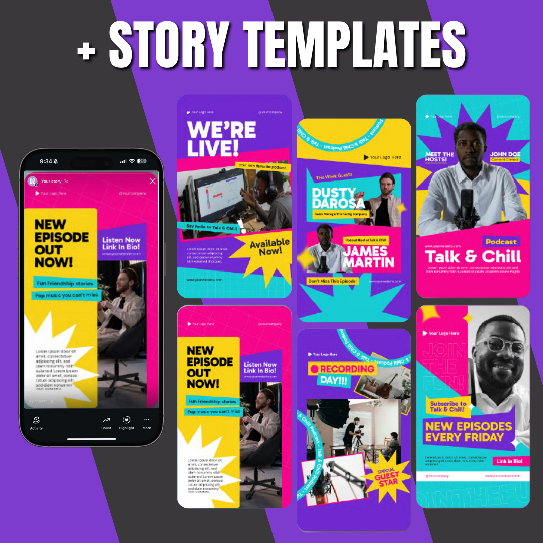 Podtalk Podcast Instagram Post + Story Templates – Niche specific for Growth & Sales, Instagram Templates, Instagram Post, Facebook Post, Facebook Templates