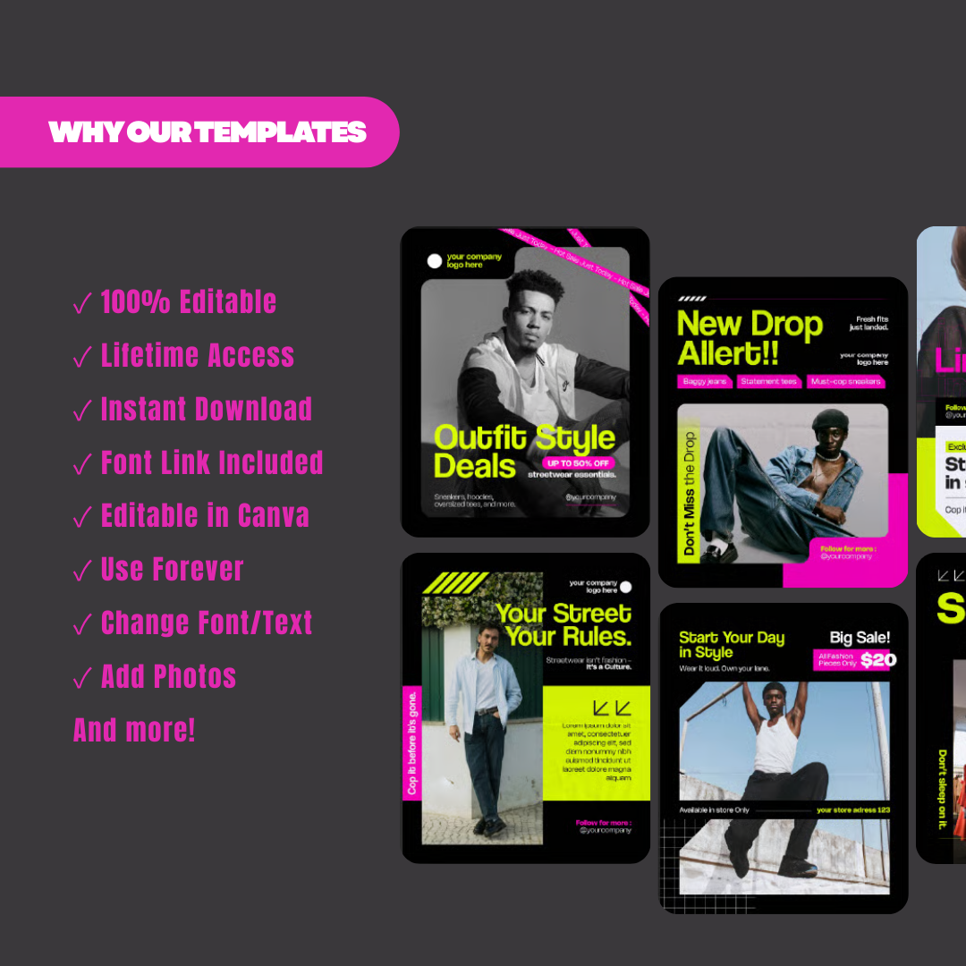 Premium Fashion Promo Instagram Post + Story Templates – Niche specific for Growth & Sales, Instagram Templates, Instagram Post, Facebook Post, Facebook Templates