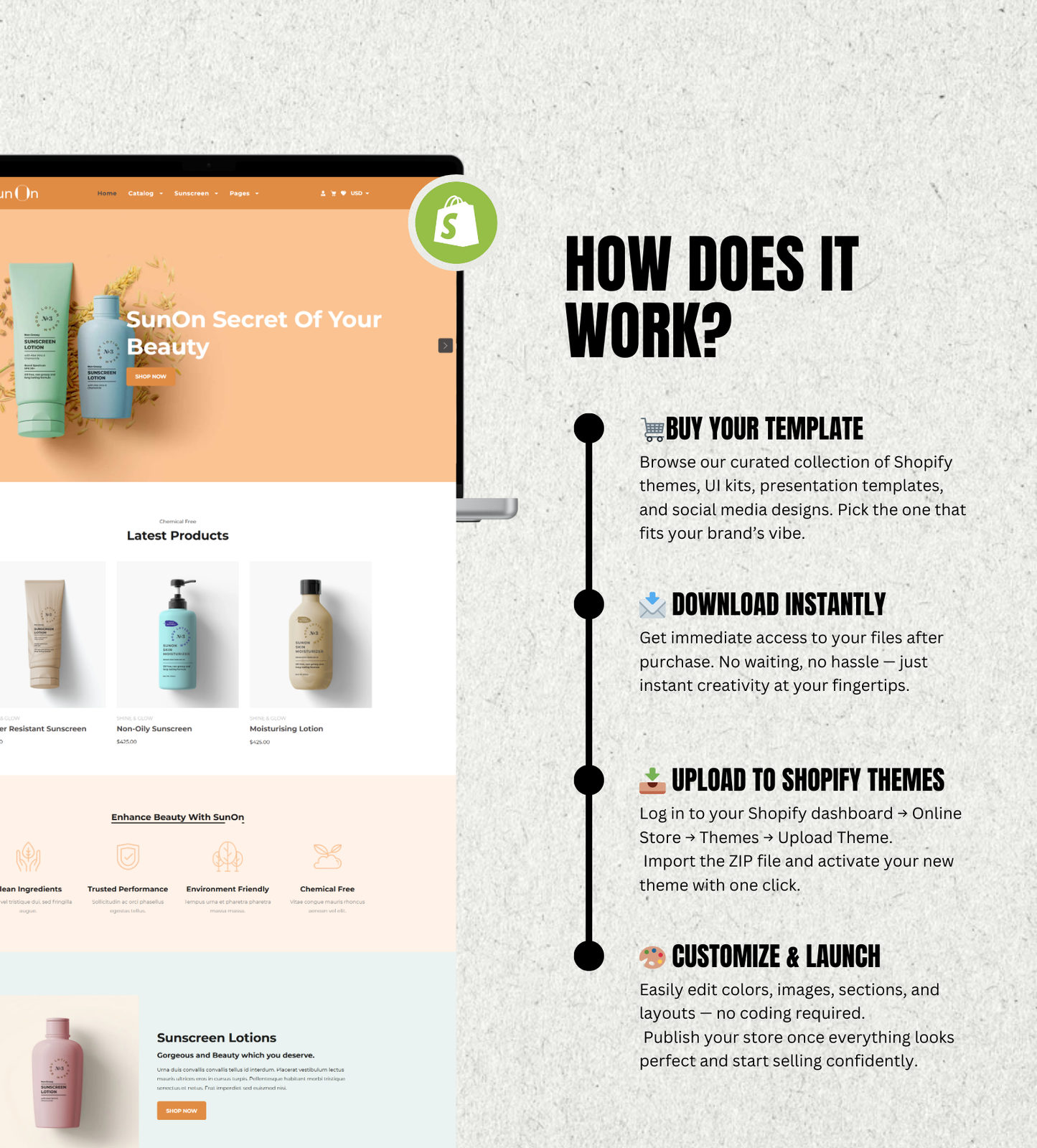 SunOn Shopify Theme – Clean, Warm & Conversion-Focused Design for Beauty, Cosmetics & Wellness Brands