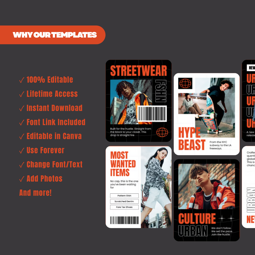 Streetwear Promo Instagram Post / Carousel – Niche specific for Growth & Sales, Instagram Templates, Instagram Post, Facebook Post, Facebook Templates