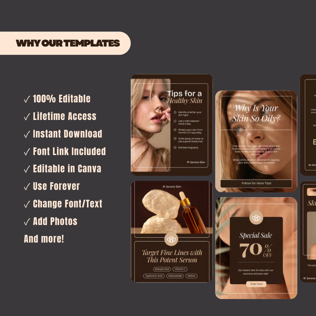 Beauty Cosmetics Promo Instagram Post / Carousel – Niche specific for Growth & Sales, Instagram Templates, Instagram Post, Facebook Post, Facebook Templates